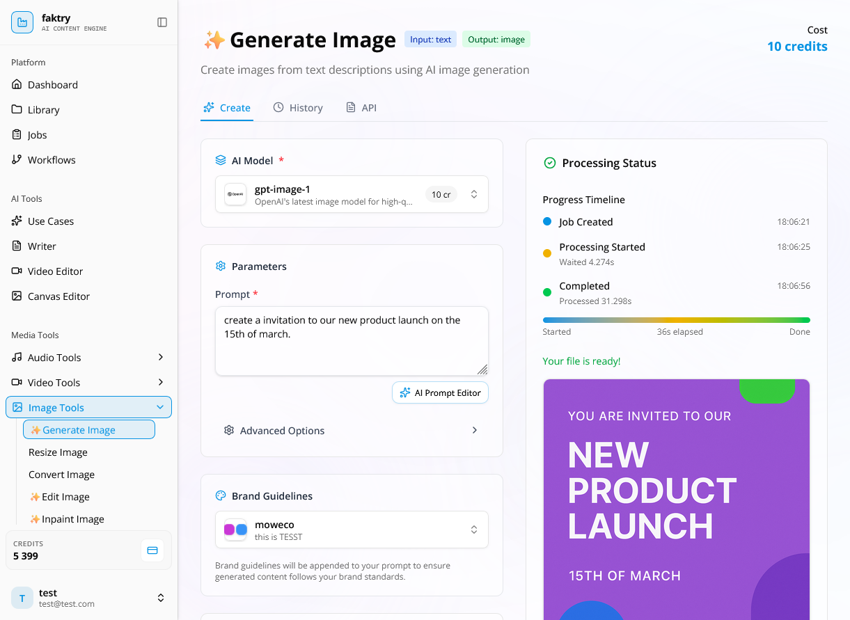 faktry brand profile applied to generated marketing assets