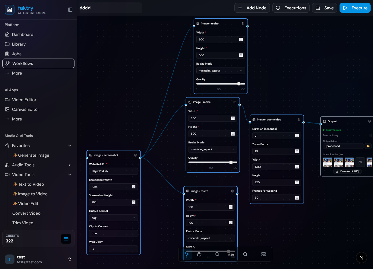 faktry workflow pipeline editor with visual node builder