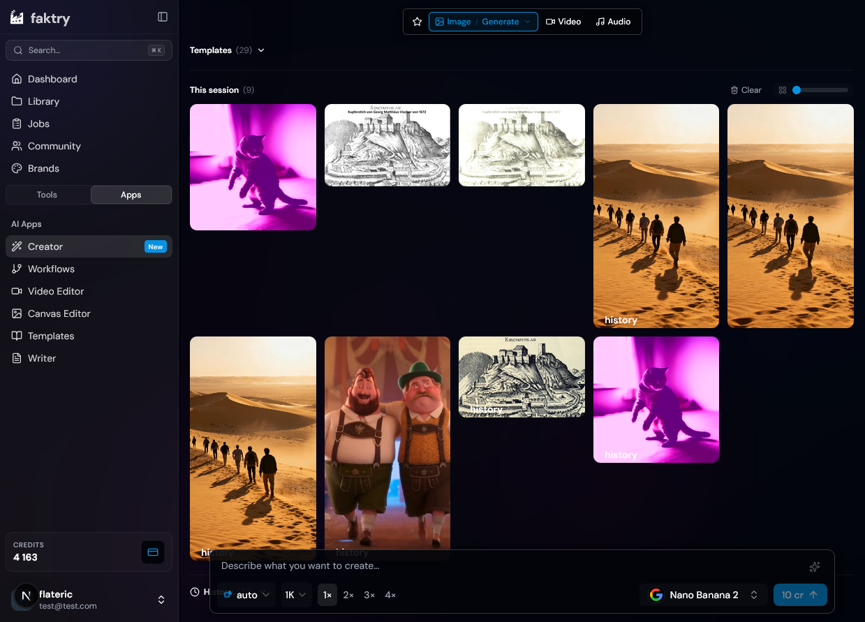 faktry Creator workspace